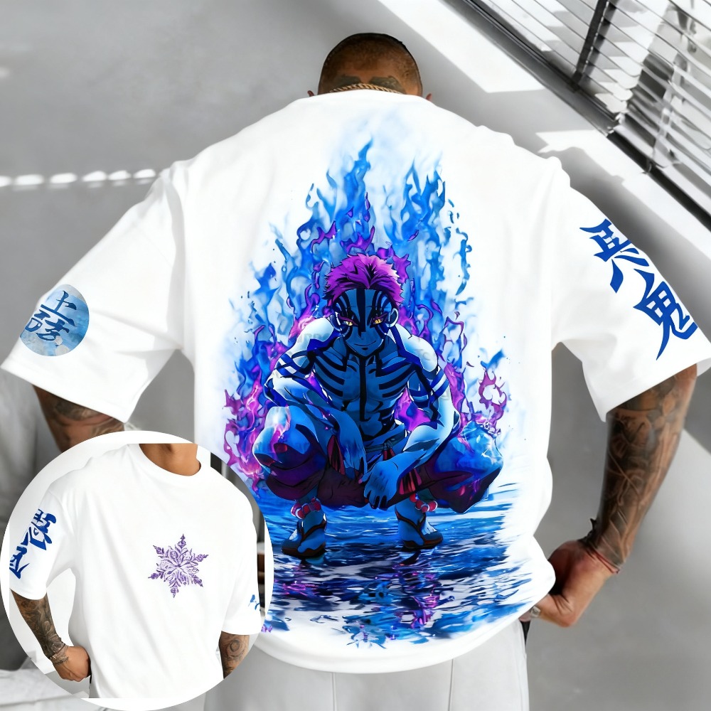Anime Merchandise Demon Slayer - 귀멸의 칼날 아카자 순면 티셔츠 2026