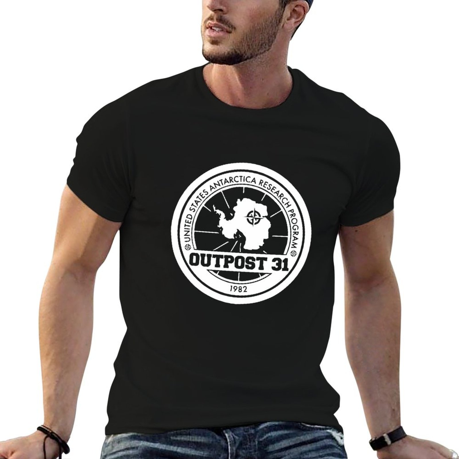 Anime Merchandise Shirt - Outpost 31 로고 상품 티셔츠 남성용