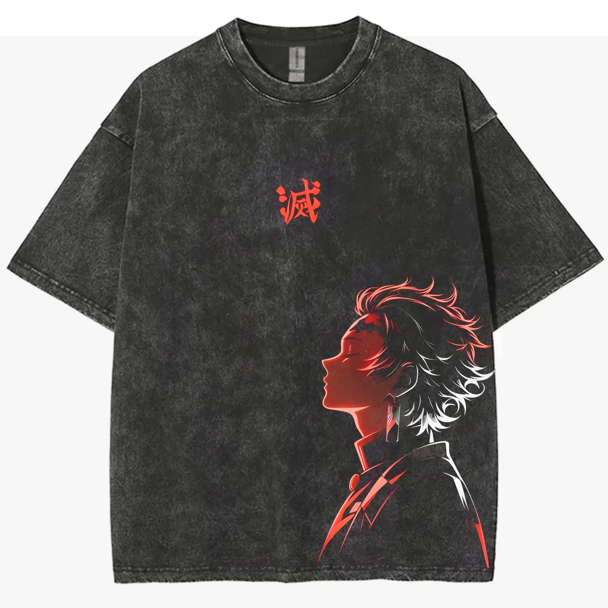 스트리트웨어 귀멸의 칼날 빈티지 워시드 그래픽 티셔츠  - Anime Merchandise Men 리뷰 및 가격
