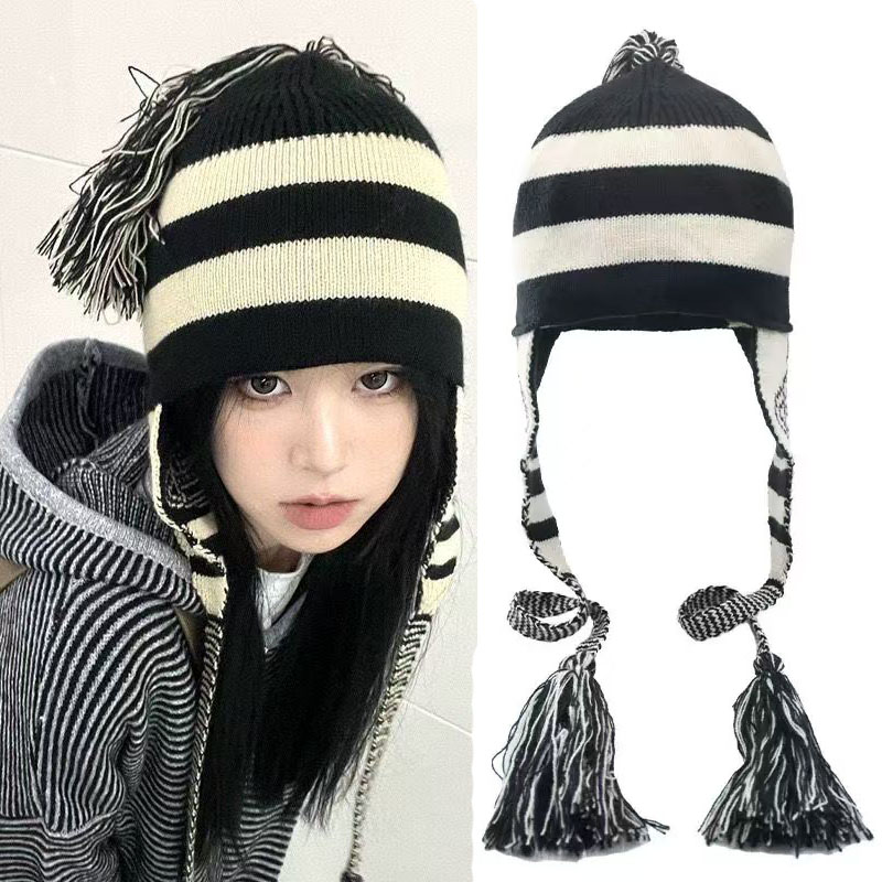 애니메이션 나나 모자 스트라이프 태슬 귀 보호 울 레이 - Nana Anime Merchandise 리뷰 및 가격